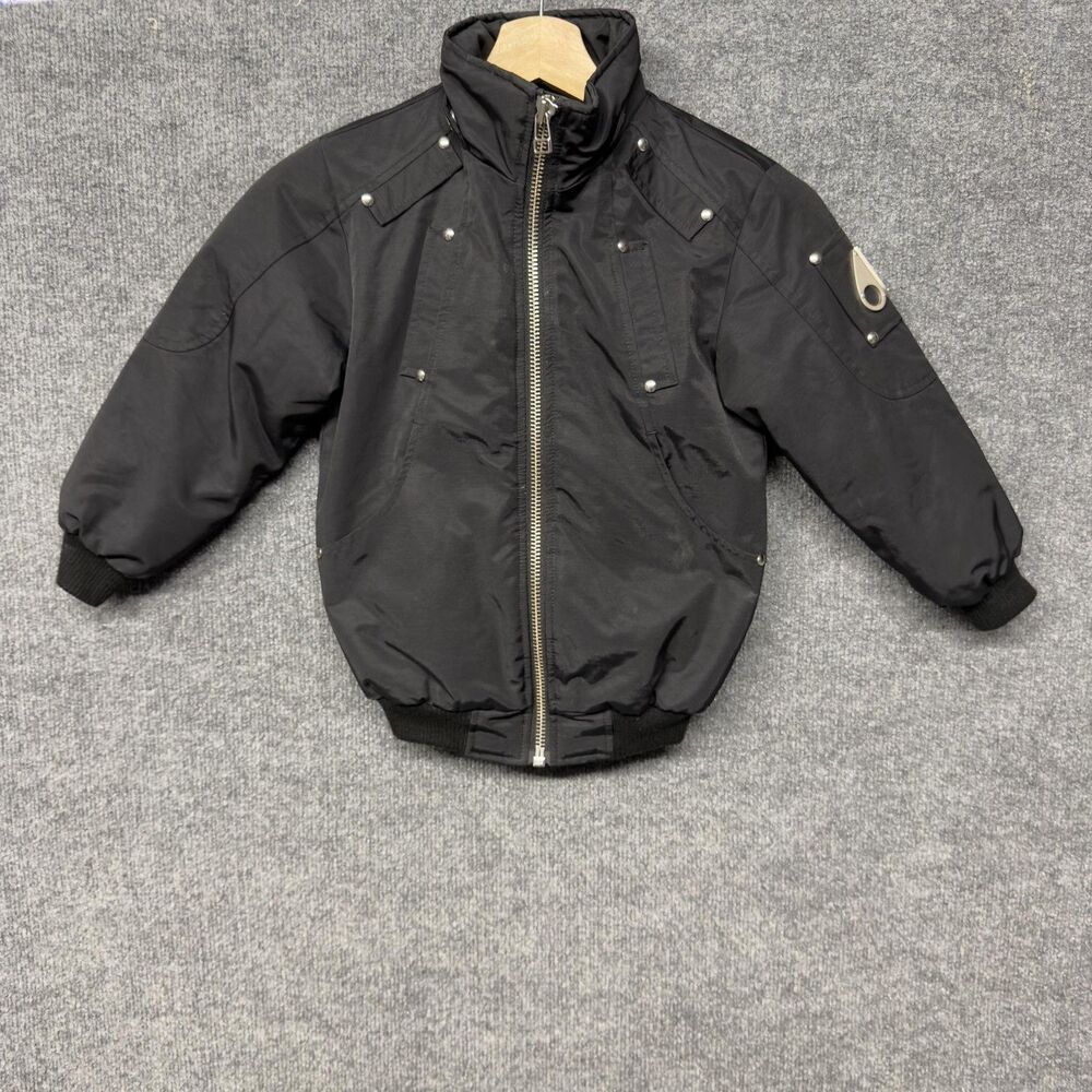 Moose Knuckles Bomber Jacket Boy 2XS Black Canada Goose Down Puffer Logo Winter